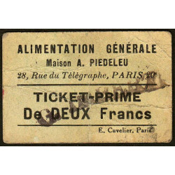75 - Paris - Alimentation Générale - Rue du Télégraphe - DEUX Francs - 1e type - Etat : TB