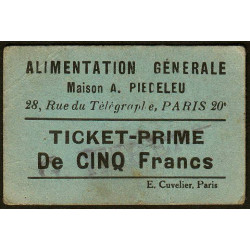 75 - Paris - Alimentation Générale - Rue du Télégraphe - CINQ Francs - 1e type - Etat : TTB