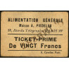 75 - Paris - Alimentation Générale - Rue du Télégraphe - VINGT Francs - 1e type - Etat : SUP