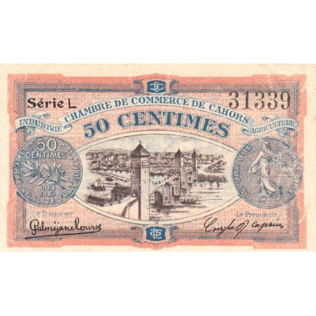 Cahors (Lot) - Pirot 35-23 - 50 centimes - Série L - 17/09/1919 - Etat : SUP