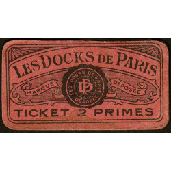 75 - Paris - Les Docks Parisiens - Ticket 2 primes - 3e type - Etat : TTB