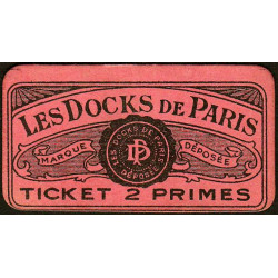 75 - Paris - Les Docks Parisiens - Ticket 2 primes - 3e type - Etat : SPL