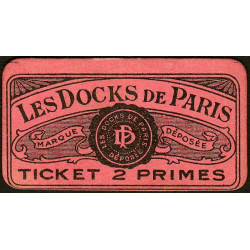 75 - Paris - Les Docks Parisiens - Ticket 2 primes - 3e type - Etat : SPL