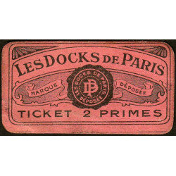 75 - Paris - Les Docks Parisiens - Ticket 2 primes - 3e type - Etat : SUP