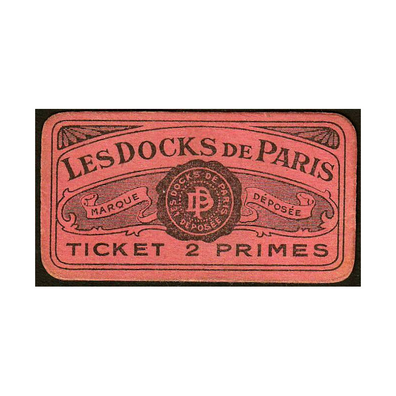 75 - Paris - Les Docks Parisiens - Ticket 2 primes - 3e type - Etat : SPL