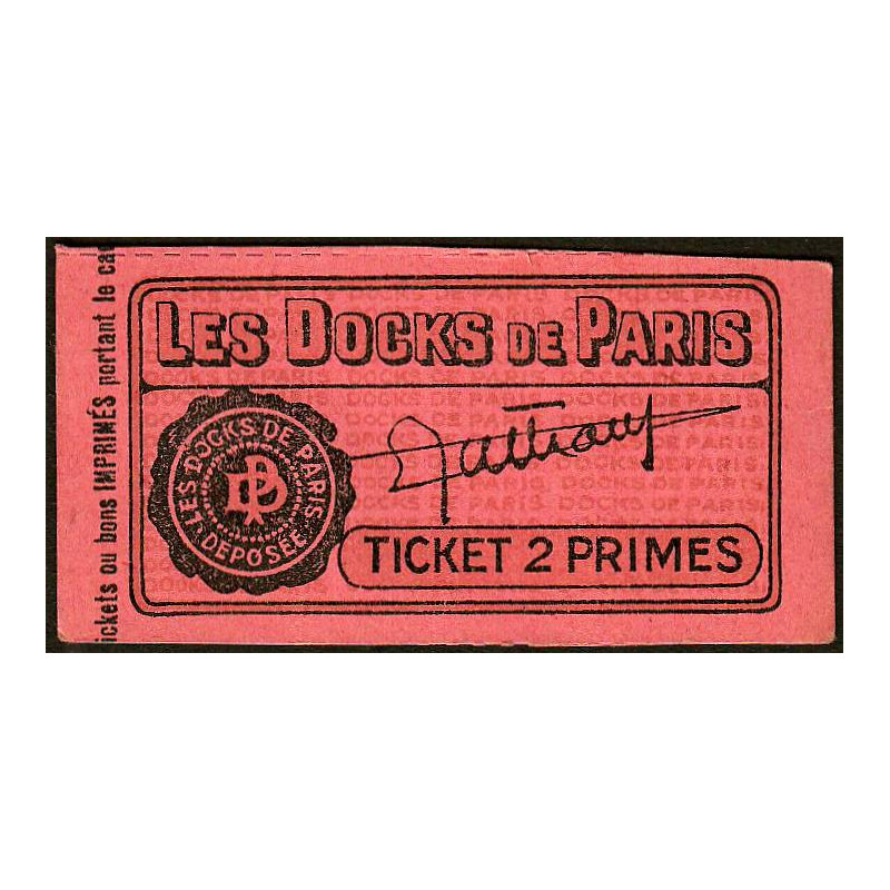 75 - Paris - Les Docks Parisiens - Ticket 2 primes - 1e type - Etat : SUP