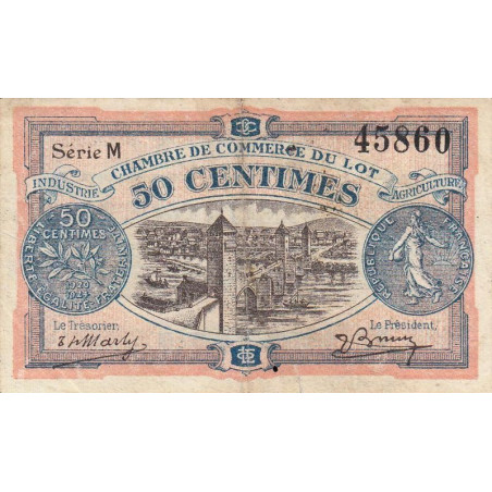 Cahors (Lot) - Pirot 35-25 - 50 centimes - Série M - 29/11/1920 - Etat : TB+