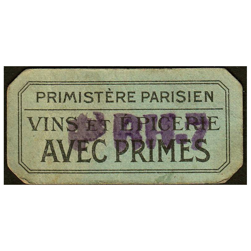 75 - Paris - Primistère Parisien - Bon pour 2 primes - Etat : TB