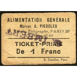 75 - Paris - Alimentation Générale - Rue du Télégraphe - 1 Franc - 2e type - Etat : TB-