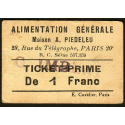75 - Paris - Alimentation Générale - Rue du Télégraphe - 1 Franc - 2e type - Etat : TB