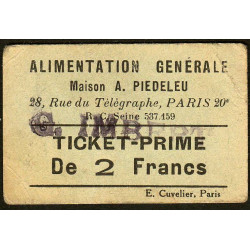 75 - Paris - Alimentation Générale - Rue du Télégraphe - 2 Francs - 2e type - Etat : TB+