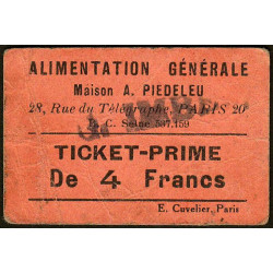 75 - Paris - Alimentation Générale - Rue du Télégraphe - 4 Francs - 2e type - Etat : TB