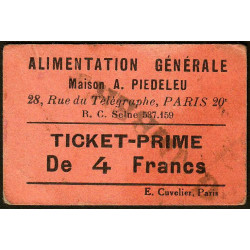 75 - Paris - Alimentation Générale - Rue du Télégraphe - 4 Francs - 2e type - Etat : TTB
