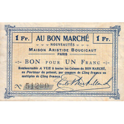 75 - Paris - Au Bon Marché - 1 franc - Etat : TTB