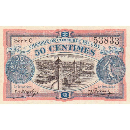 Cahors (Lot) - Pirot 35-25 - 50 centimes - Série O - 29/11/1920 - Etat : SPL