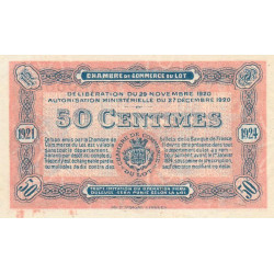 Cahors (Lot) - Pirot 35-25 - 50 centimes - Série O - 29/11/1920 - Etat : SPL