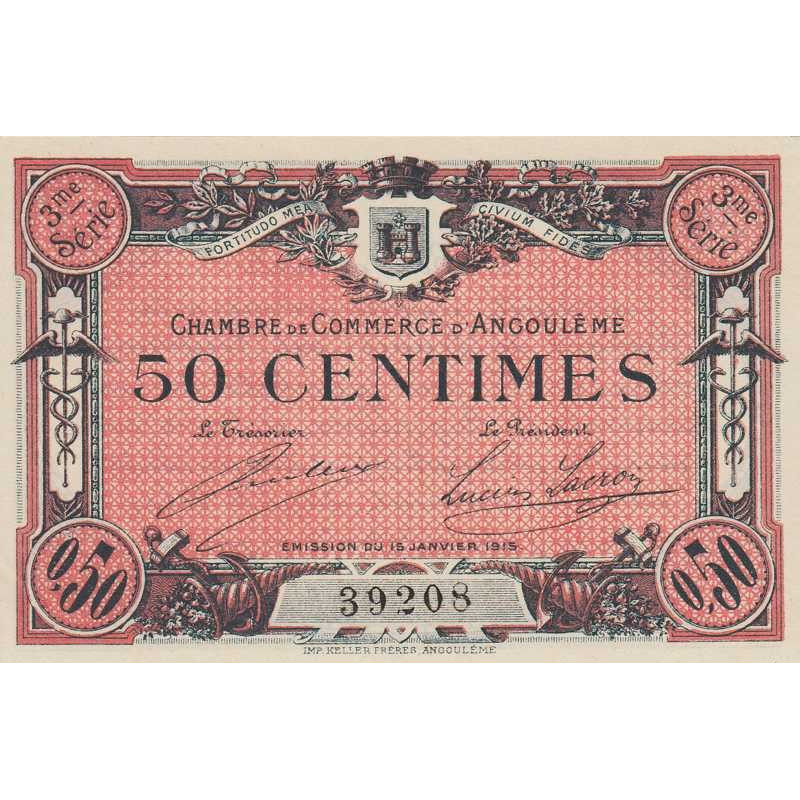 Angoulême - Pirot 9-13 - 50 centimes - 3ème série - 15/01/1915 - Etat : SPL