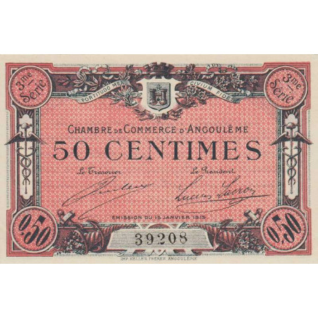 Angoulême - Pirot 9-13 - 50 centimes - 3ème série - 15/01/1915 - Etat : SPL