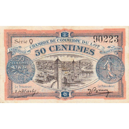 Cahors (Lot) - Pirot 35-25 - 50 centimes - Série Q - 29/11/1920 - Etat : TTB