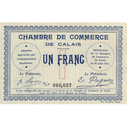 Calais - Pirot 36-3 - 1 franc - Sans série - 22/08/1914 - Etat : SPL+