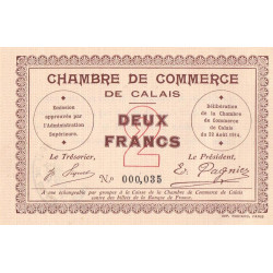 Calais - Pirot 36-5 - 2 francs - Sans série - 22/08/1914 - Etat : SPL