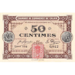 Calais - Pirot 36-7 - 50 centimes - Série 102 - 08/10/1915 - Etat : SPL