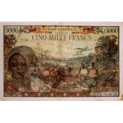 Centrafrique - Afrique Equatoriale - Pick 6b - 5'000 francs - Série T.36 - 1963 - Etat : TTB+