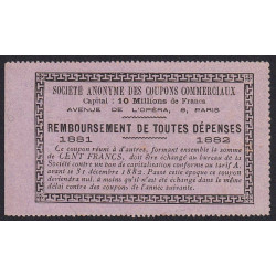 Coupons Commerciaux - 5 francs - 1881/1882 - Etat : SPL