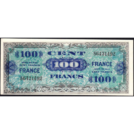VF 25-01 - 100 francs - France - 1944 (1945) - Variété impression inclinée du recto - Etat : SPL