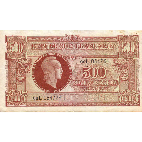 VF 11-01 - 500 francs - Marianne - 1945 - Série 06L - Etat : TTB-