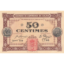 Calais - Pirot 36-21 - 50 centimes - Série 119 - 14/01/1916 - Etat : SPL+