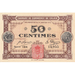 Calais - Pirot 36-21 - 50 centimes - Série 124 - 14/01/1916 - Etat : SPL