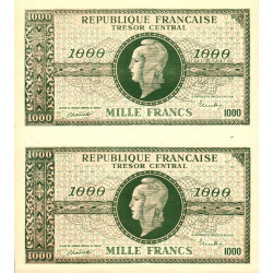 VF 12- VF 13 - 1000 francs - Marianne - 1945 - Sans série - Paire de faux - Etat : NEUF