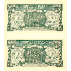 VF 12- VF 13 - 1000 francs - Marianne - 1945 - Sans série - Paire de faux - Etat : NEUF