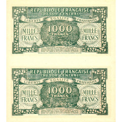 VF 12- VF 13 - 1000 francs - Marianne - 1945 - Sans série - Paire de faux - Etat : NEUF