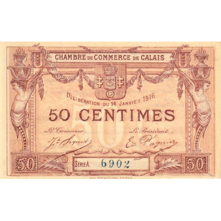 Calais - Pirot 36-28 - 50 centimes - Série A - 14/01/1916 (1917) - Etat : SUP