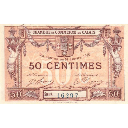 Calais - Pirot 36-28 - 50 centimes - Série A - 14/01/1916 (1917) - Etat : SPL