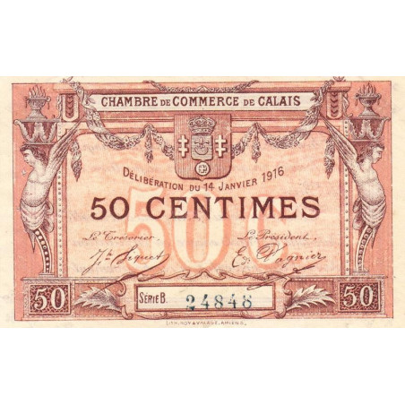 Calais - Pirot 36-28 - 50 centimes - Série B - 14/01/1916 (1917) - Etat : TTB+