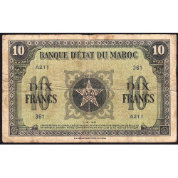 Maroc - Pick 25_1 - 10 francs - Série A211 - 01/05/1943 - Etat : TB
