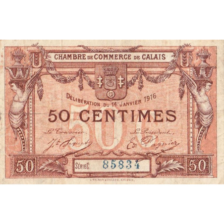 Calais - Pirot 36-28 - 50 centimes - Série C - 14/01/1916 (1917) - Etat : TB