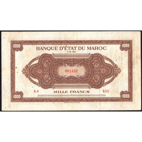 Maroc - Pick 28_1 - 1'000 francs - Série G.4 - 01/05/1943 - Etat : TTB-