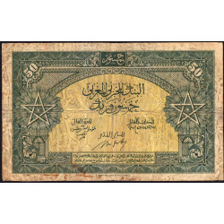 Maroc - Pick 26_1 - 50 francs - Série X111 - 01/08/1943 - Etat : B+ à TB-