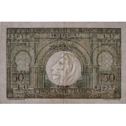 Maroc - Pick 44 - 50 francs - Série L.17 - 02/12/1949 - Etat : TTB