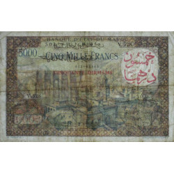 Maroc - Pick 51 - 50 dirhams sur 5'000 francs - Série V.528 - 1953 (1959) - Etat : TB