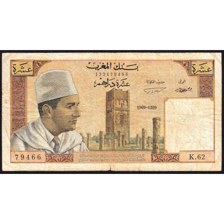 Maroc - Pick 54e - 10 dirhams - Série K.62 - 1969 - Etat : TB