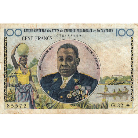 Cameroun - Afrique Equatoriale - Pick 1e - 100 francs - Série G.32 - 1961 - Etat : TB-