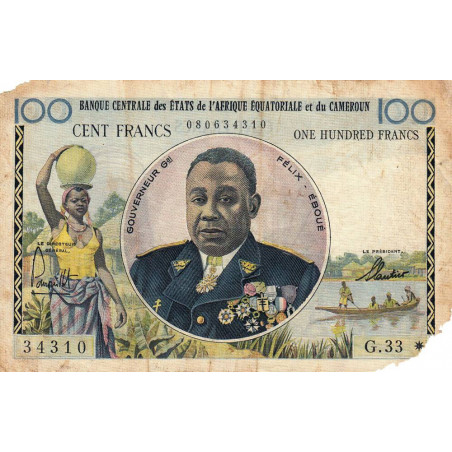 Cameroun - Afrique Equatoriale - Pick 2 - 100 francs - Série G.33 - 1961 - Etat : AB