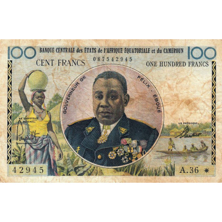 Cameroun - Afrique Equatoriale - Pick 2 - 100 francs - Série A.36 - 1961 - Etat : B+