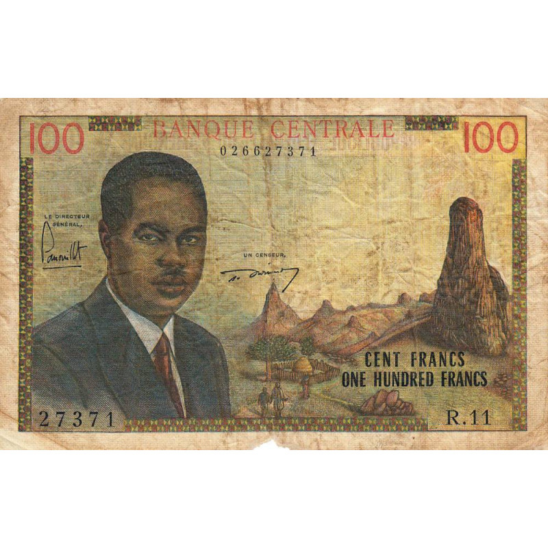 Cameroun - Pick 10 - 100 francs - Série R.11 - 1962 - Etat : AB à B-