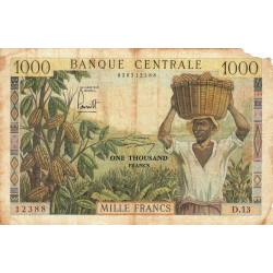 Cameroun - Pick 12b - 1'000 francs - Série D.13 - 1962 - Etat : AB à B-